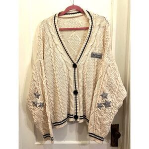 Taylor Swift Folklore Album White Cable Knit Cardigan  Women's Size Medium Large